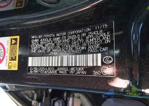 2016 Lexus Es 350 from USA, damaged, VIN JTHBK1GG3G2235937